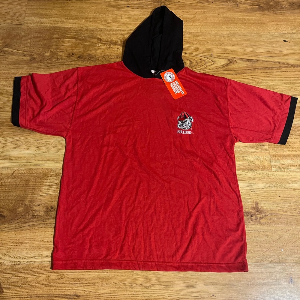 Vintage University Of Georgia Bulldogs Hooded T Shirt Size Medium RARE